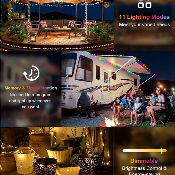 Maojia 200LEDs Fairy String Lights Outdoor, IP67 Waterproof 82FT Plugin Rope - Picture 4 of 7